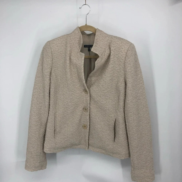 Eileen Fisher Jackets & Blazers - Eileen Fisher gorgeous texturized ivory stretch blazer basics staple S